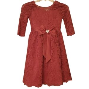 Rare Editions‎ Girls 6X Red Sparkly Lace Dress